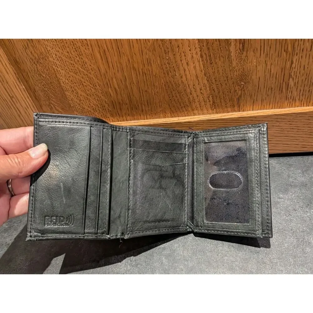 RFID Blocking Black Soft Leather Wallet Men's